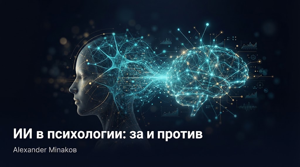 Обложка к статье: ИИ в психологии: за и против — выступление Александра Минакова на мероприятии ИТМО