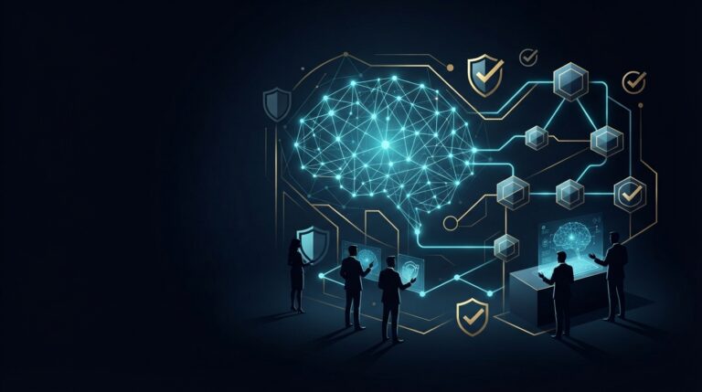 Обложка статьи про AI-ready команду: внедрение ИИ, регламенты, безопасность и метрики без текста